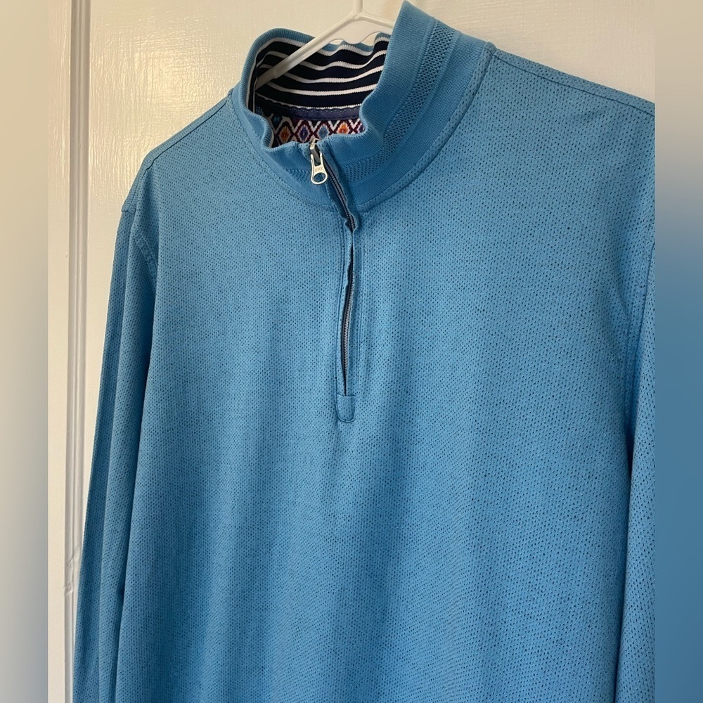 Robert Graham Cotton Quarter Zip Lightweight Sweater Large - Picture 3 of 6